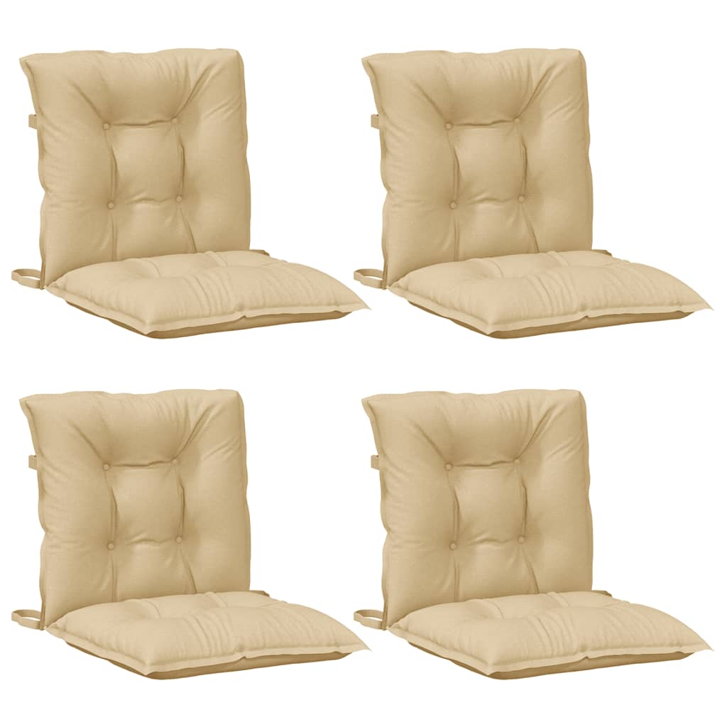 Coussins de chaise à dossier bas lot de 4 beige mélangé tissu