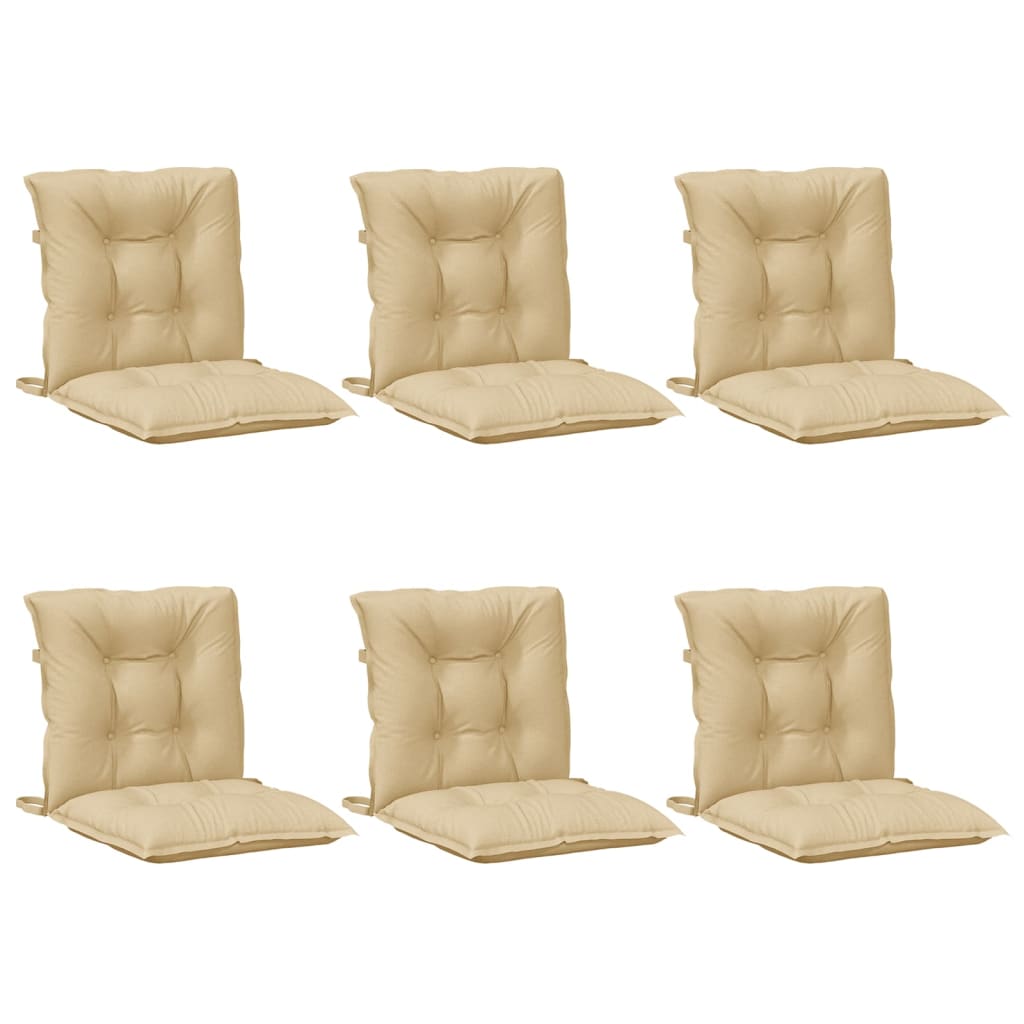 Coussins de chaise à dossier bas lot de 6 beige mélangé tissu