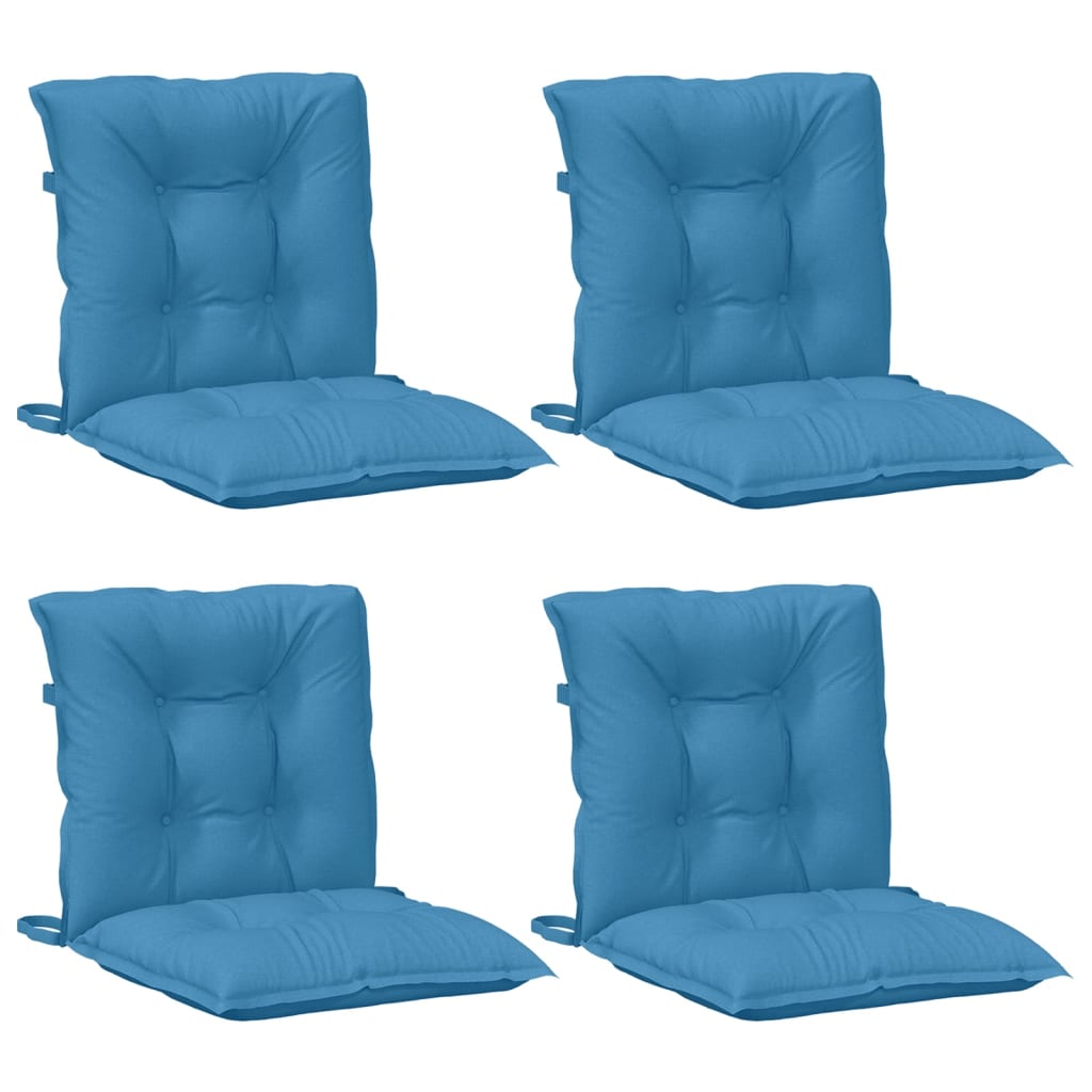 Coussins de chaise à dossier bas lot de 4 bleu mélangé tissu