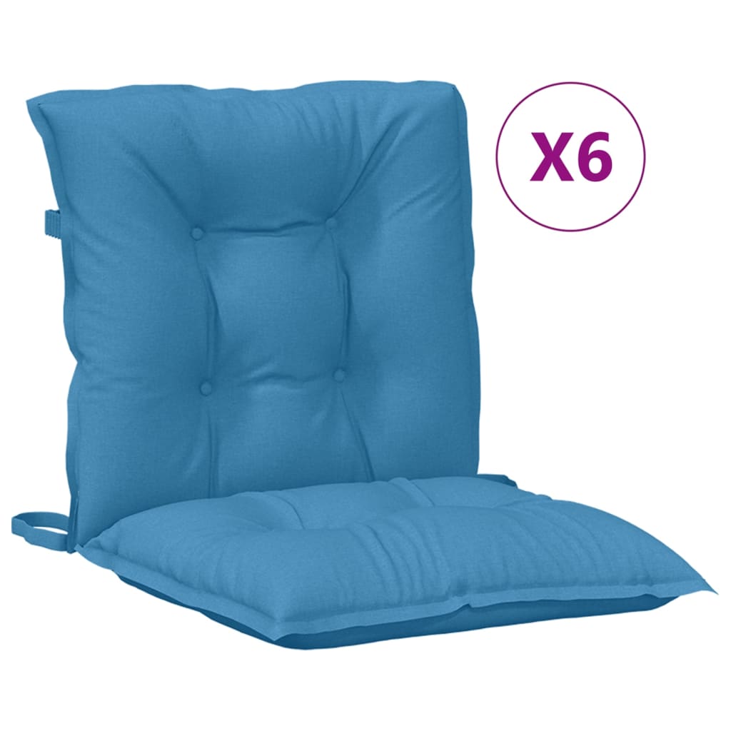 Coussins de chaise à dossier bas lot de 6 bleu mélangé tissu