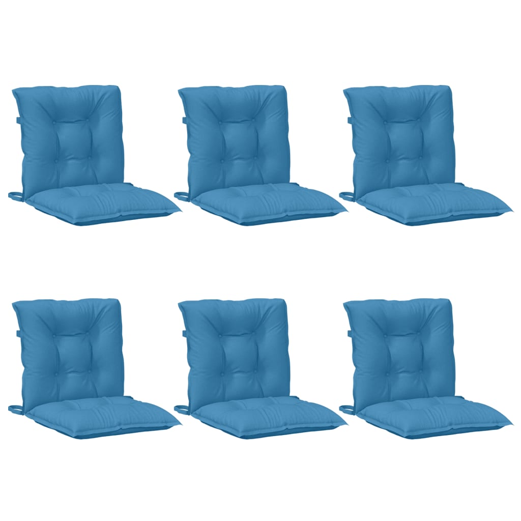 Coussins de chaise à dossier bas lot de 6 bleu mélangé tissu