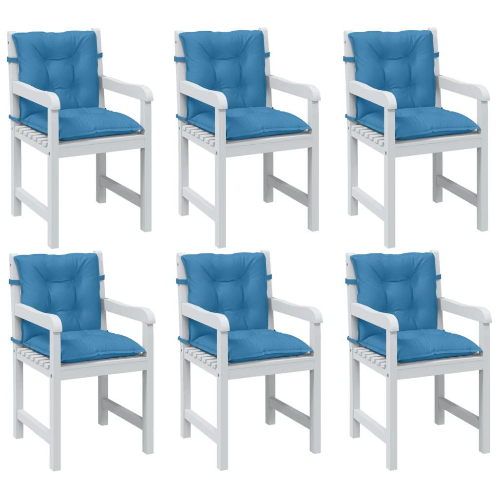 Coussins de chaise à dossier bas lot de 6 bleu mélangé tissu