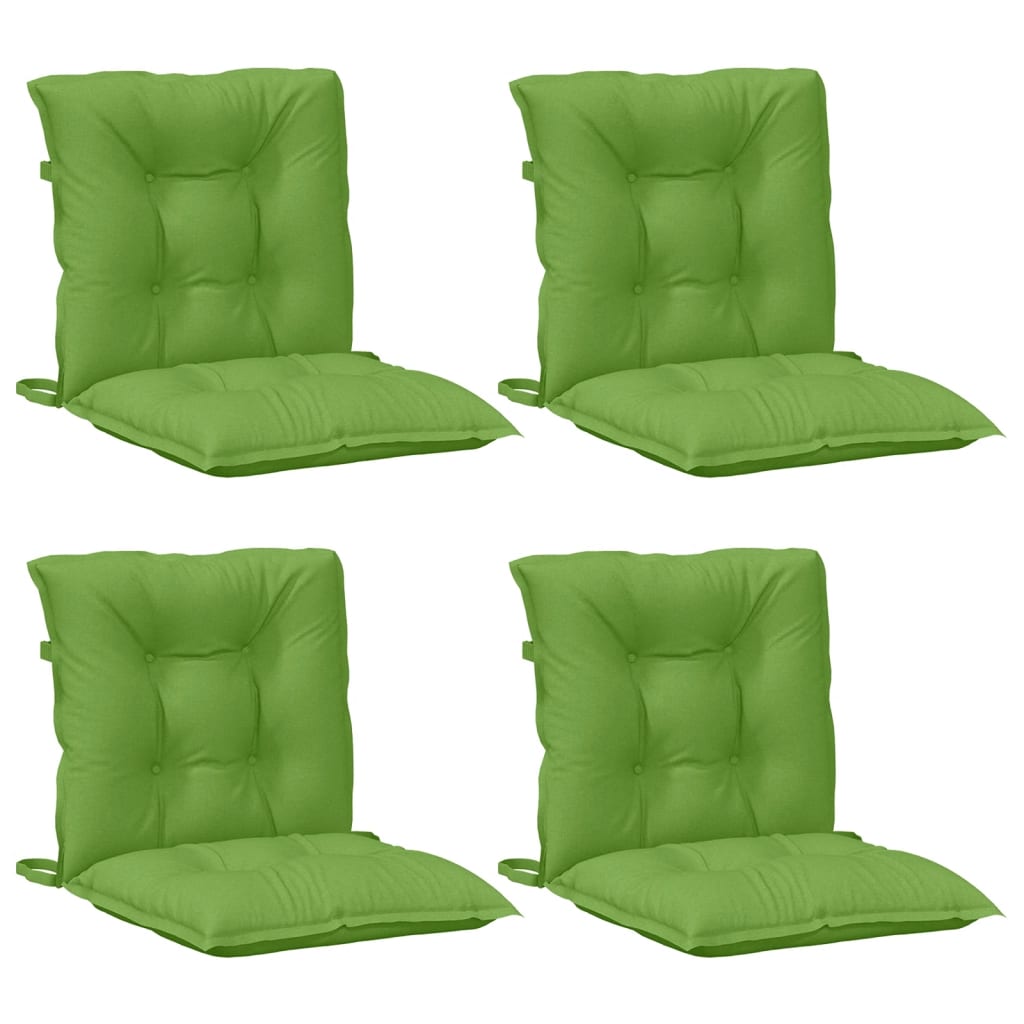 Coussins de chaise à dossier bas lot de 4 vert mélangé tissu