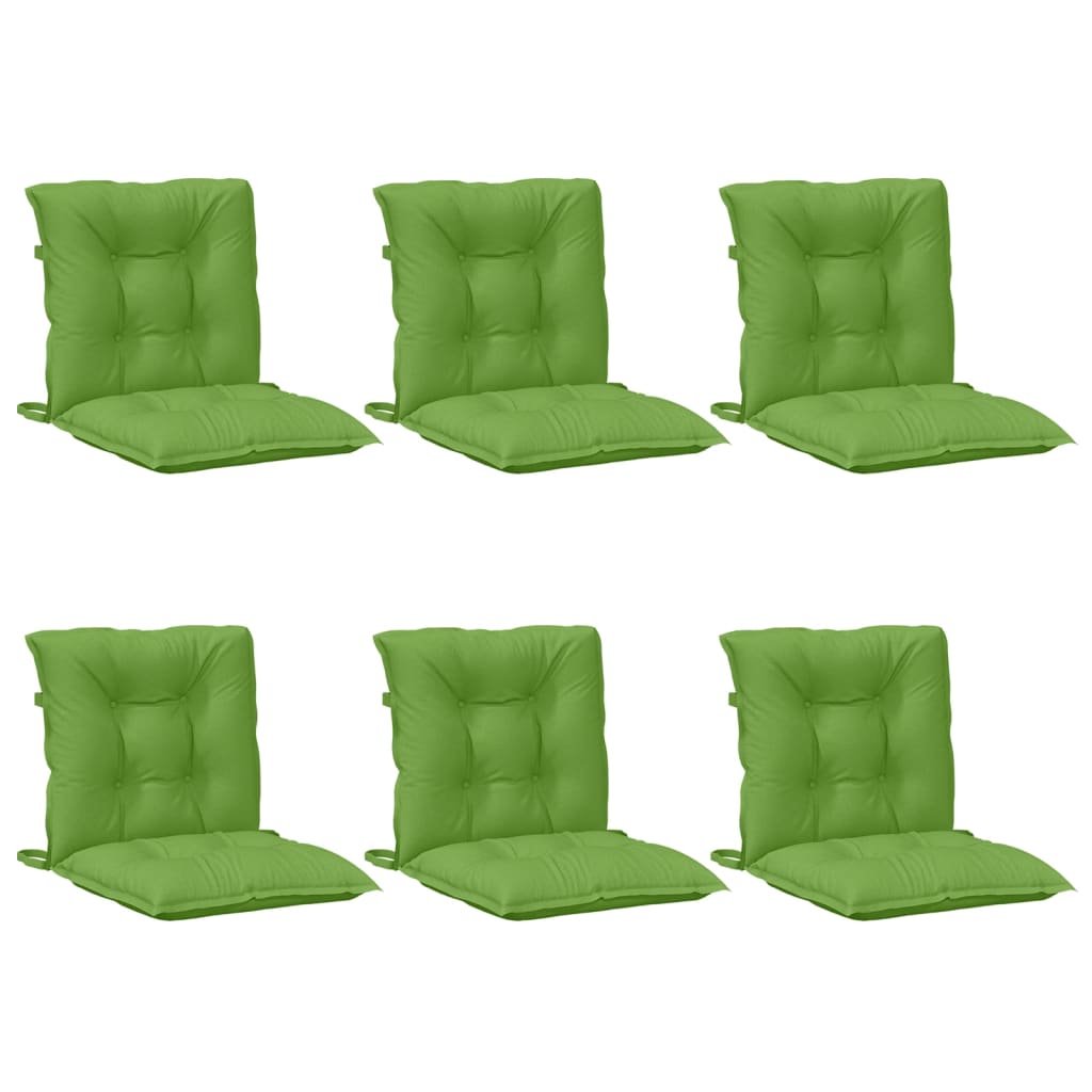 Coussins de chaise à dossier bas lot de 6 vert mélangé tissu