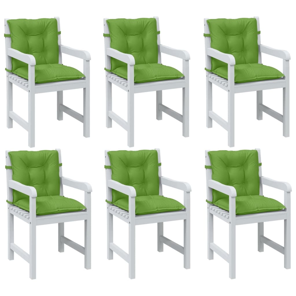 Coussins de chaise à dossier bas lot de 6 vert mélangé tissu