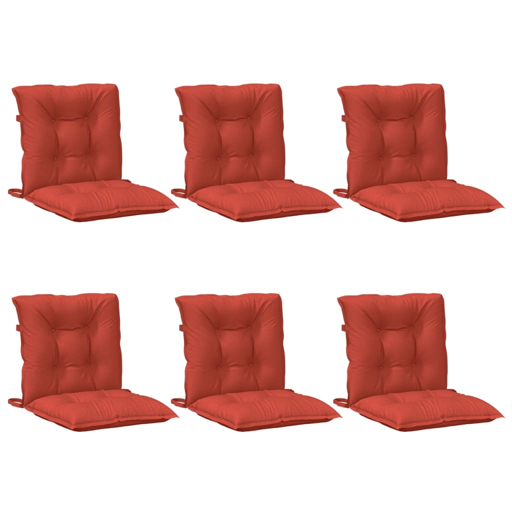 Coussins de chaise à dossier bas lot de 6 rouge mélangé tissu