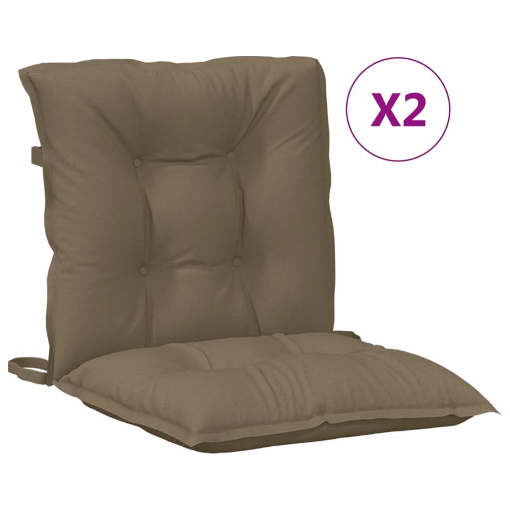 Coussins de chaise à dossier bas lot de 2 taupe mélangé tissu