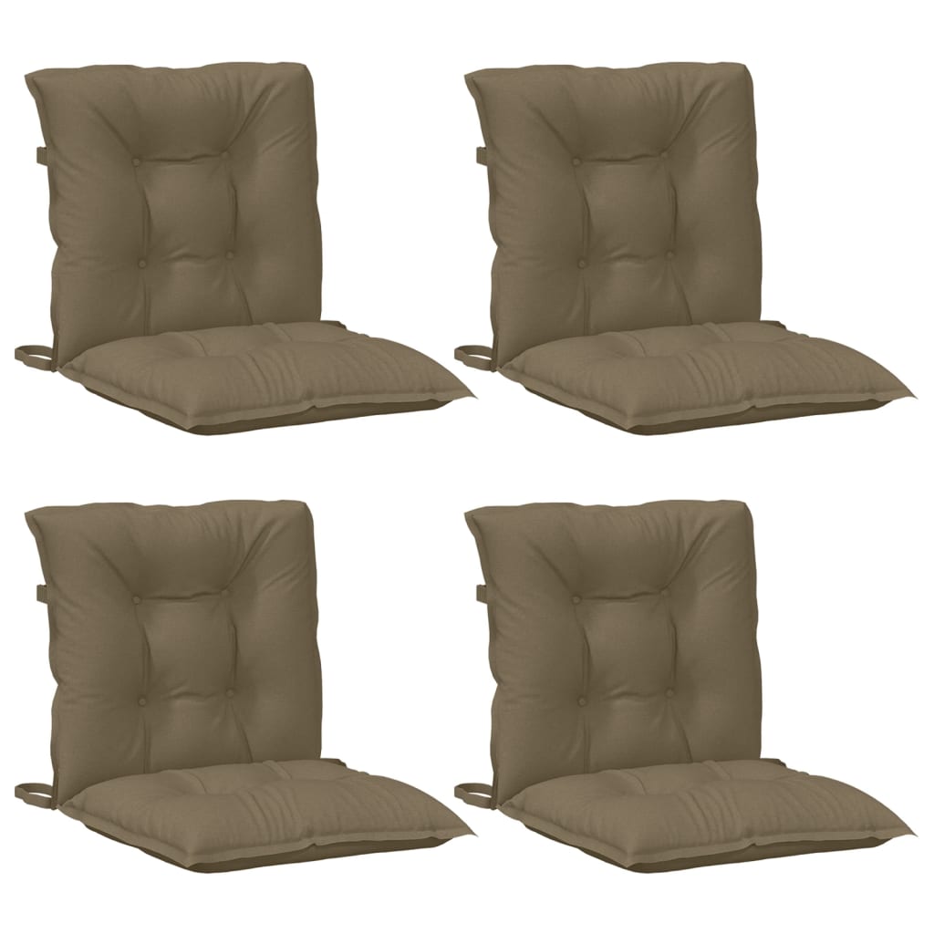 Coussins de chaise à dossier bas lot de 4 taupe mélangé tissu