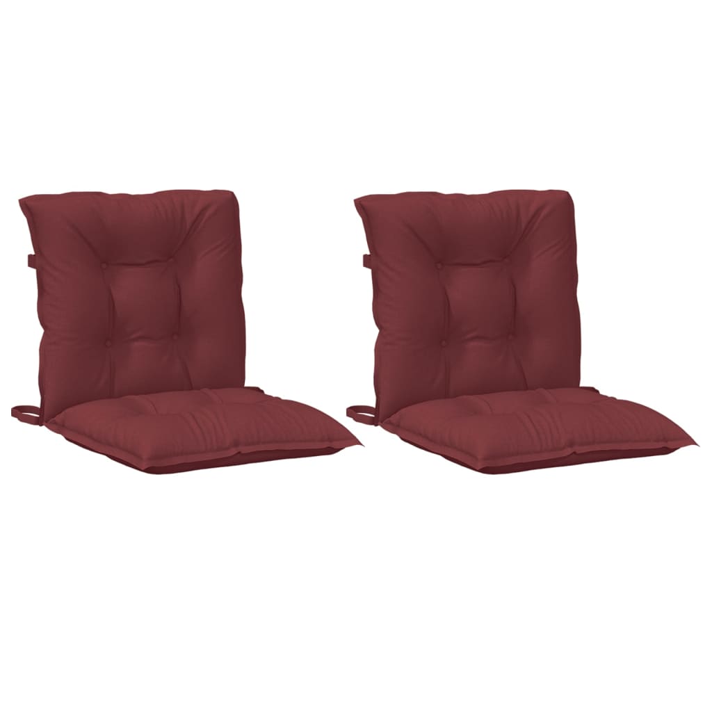 Coussins de chaise dossier bas lot de 2 rouge bordeaux mélangé