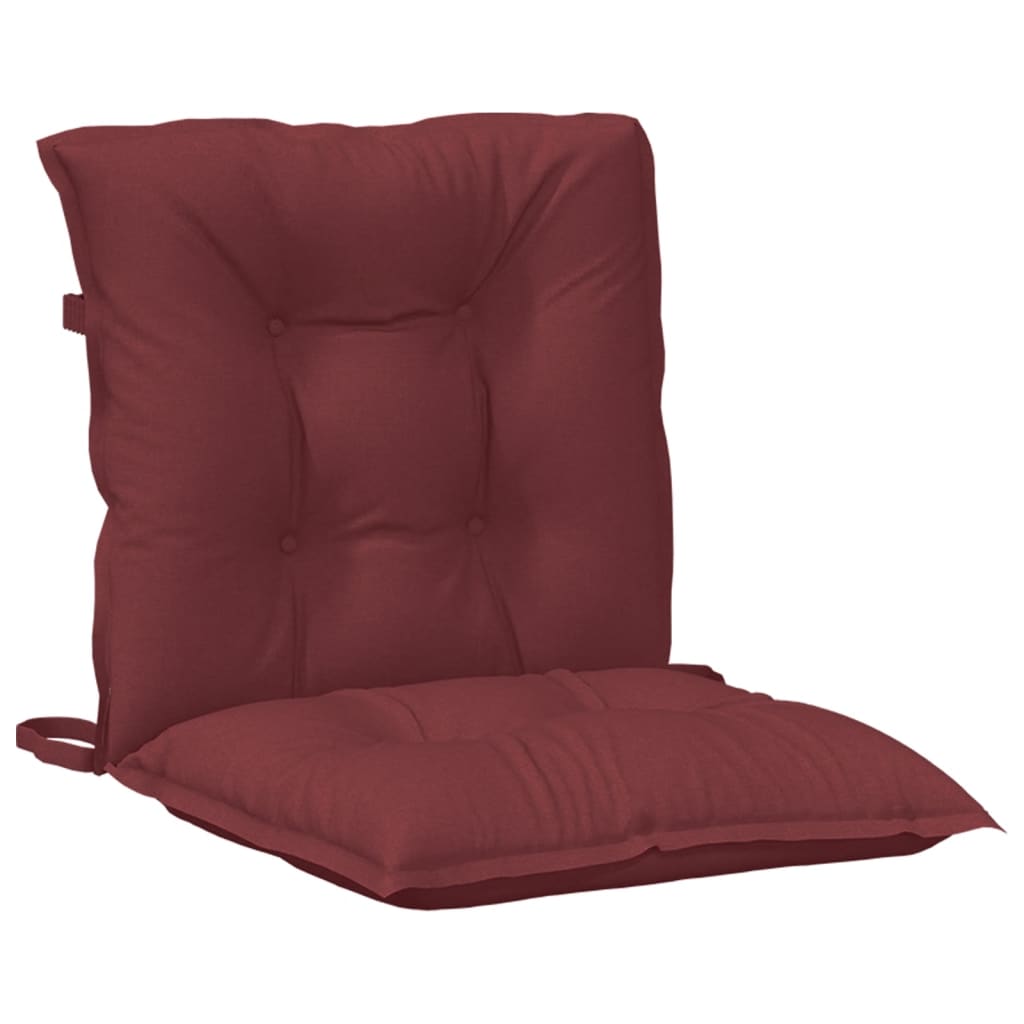 Coussins de chaise dossier bas lot de 2 rouge bordeaux mélangé