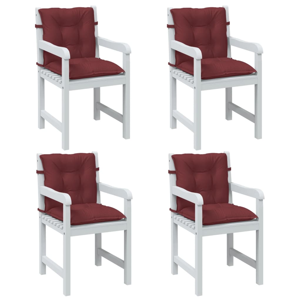 Coussins de chaise dossier bas lot de 4 rouge bordeaux mélangé