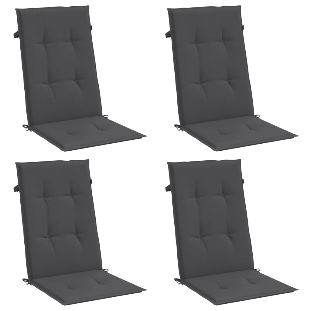 Coussins de chaise à dossier haut lot de 4 anthracite mélangé