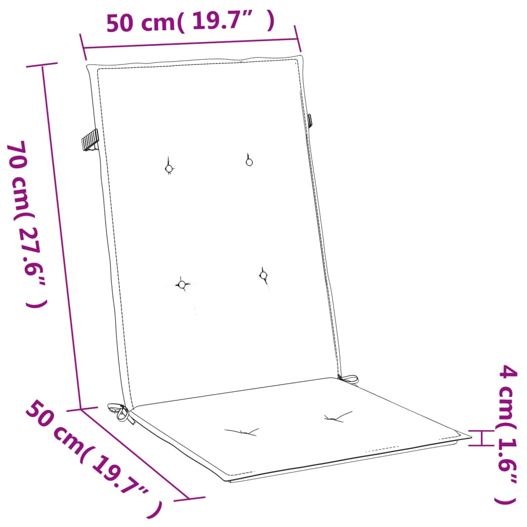 Coussins de chaise à dossier haut lot de 4 gris clair mélangé