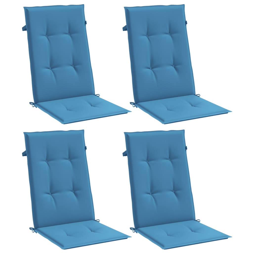 Coussins de chaise à dossier haut lot de 4 bleu mélangé tissu