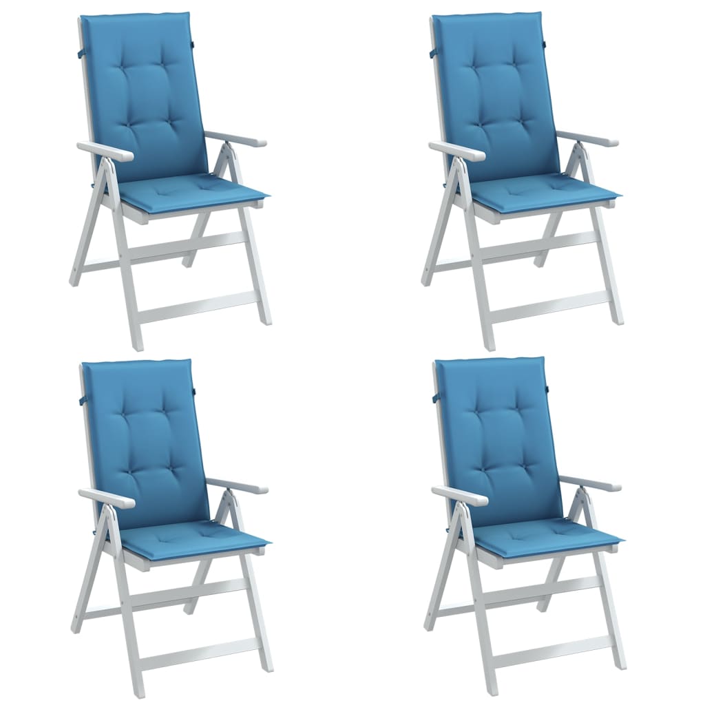 Coussins de chaise à dossier haut lot de 4 bleu mélangé tissu