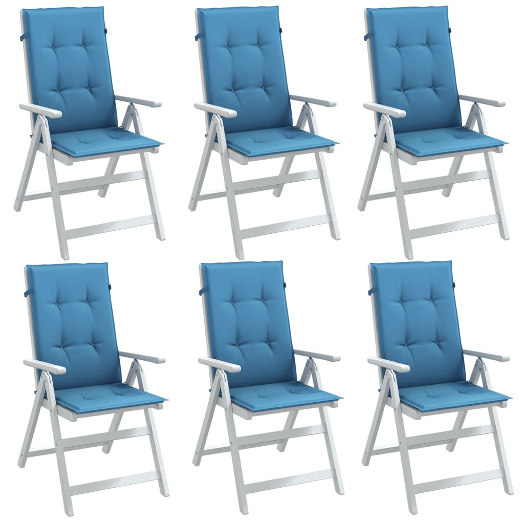 Coussins de chaise à dossier haut lot de 6 bleu mélangé tissu