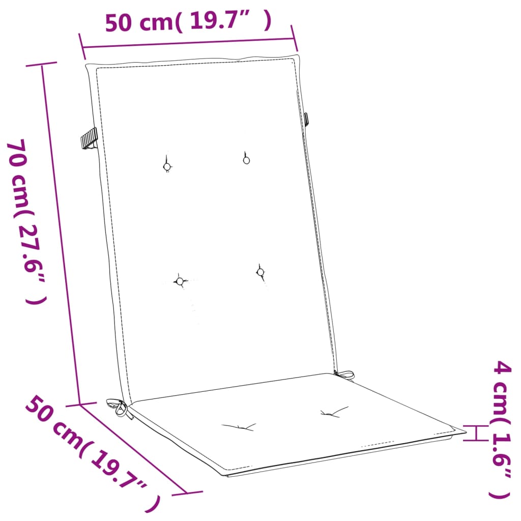 Coussins de chaise à dossier haut lot de 4 vert mélangé tissu