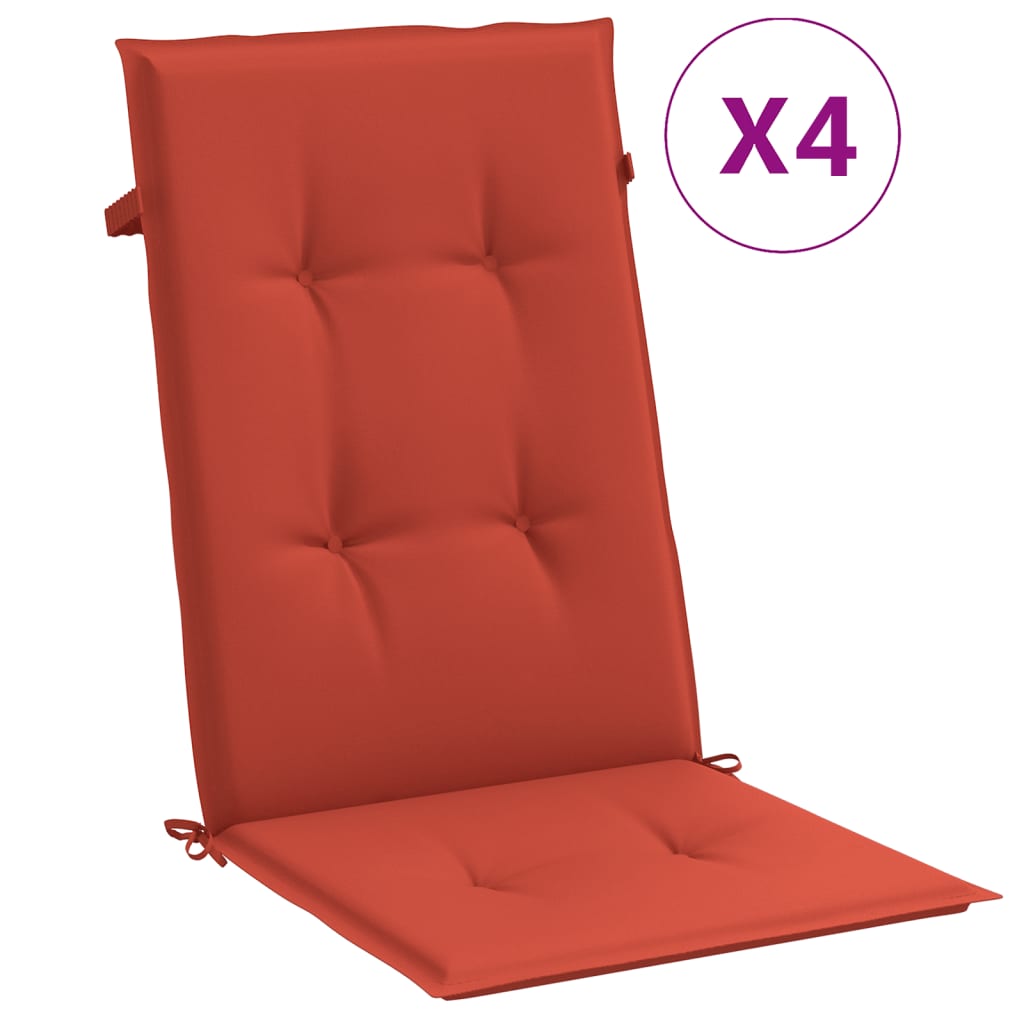 Coussins de chaise à dossier haut lot de 4 rouge mélangé tissu