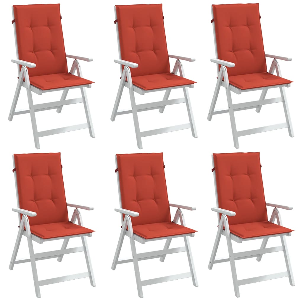 Coussins de chaise à dossier haut lot de 6 rouge mélangé tissu