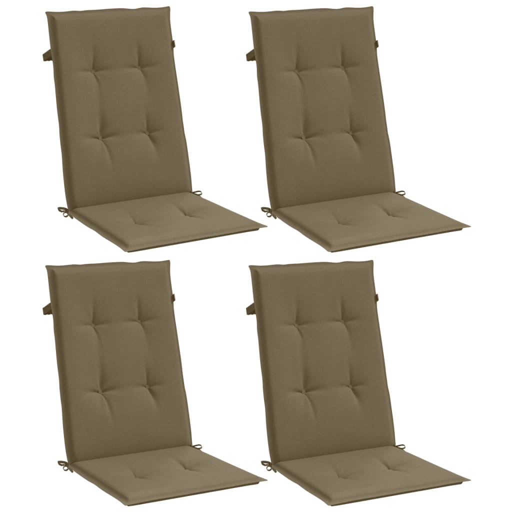 Coussins de chaise à dossier haut lot de 4 taupe mélangé tissu