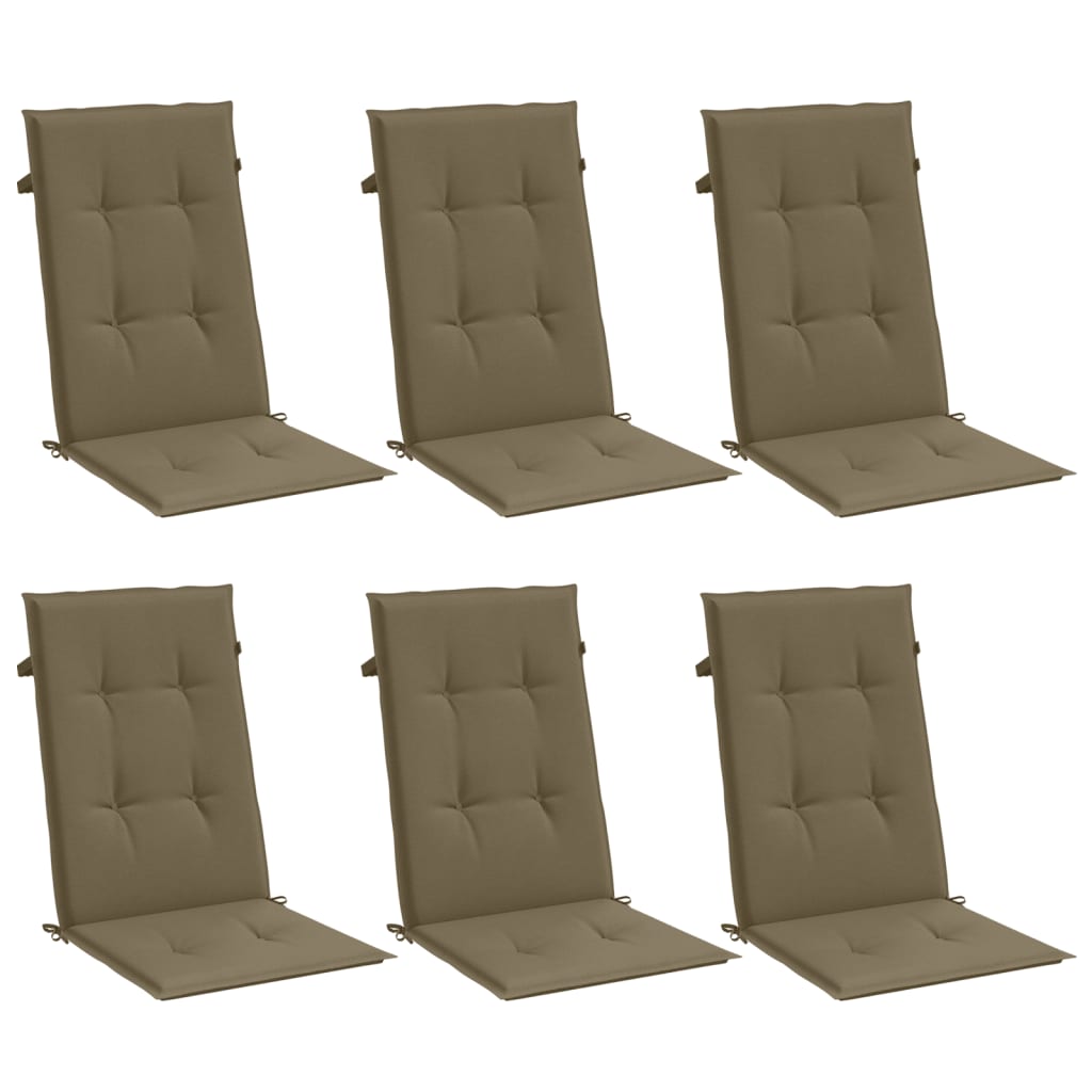 Coussins de chaise à dossier haut lot de 6 taupe mélangé tissu