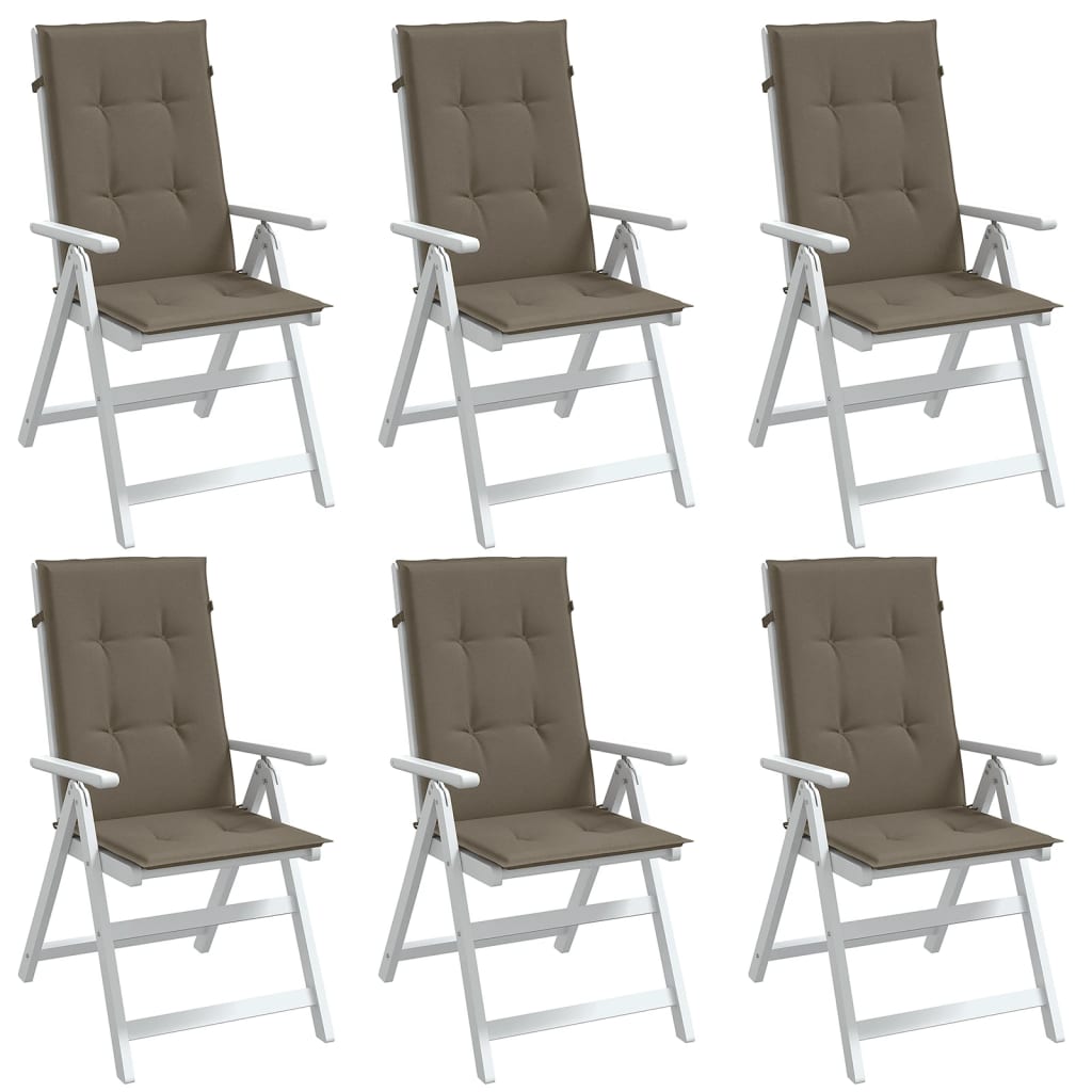 Coussins de chaise à dossier haut lot de 6 taupe mélangé tissu