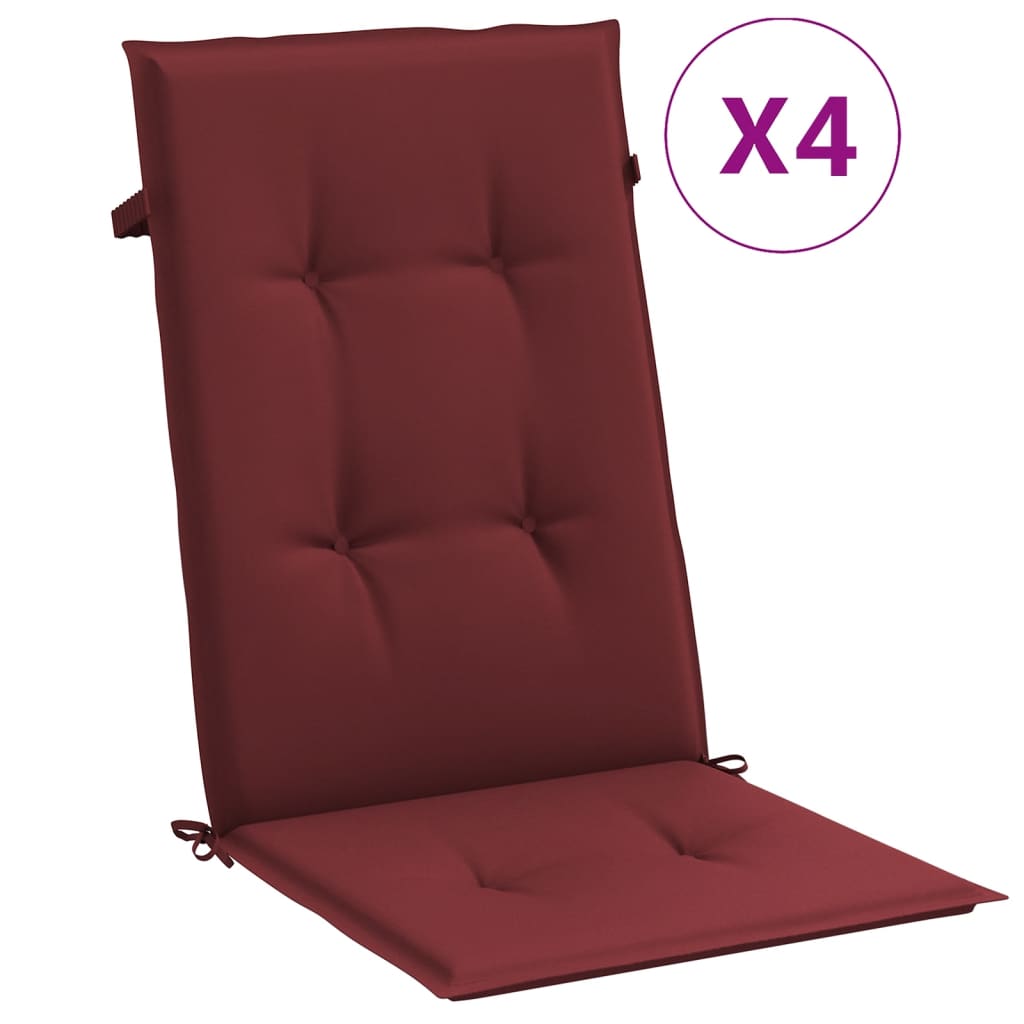 Coussins de chaise dossier haut lot de 4 rouge bordeaux mélangé