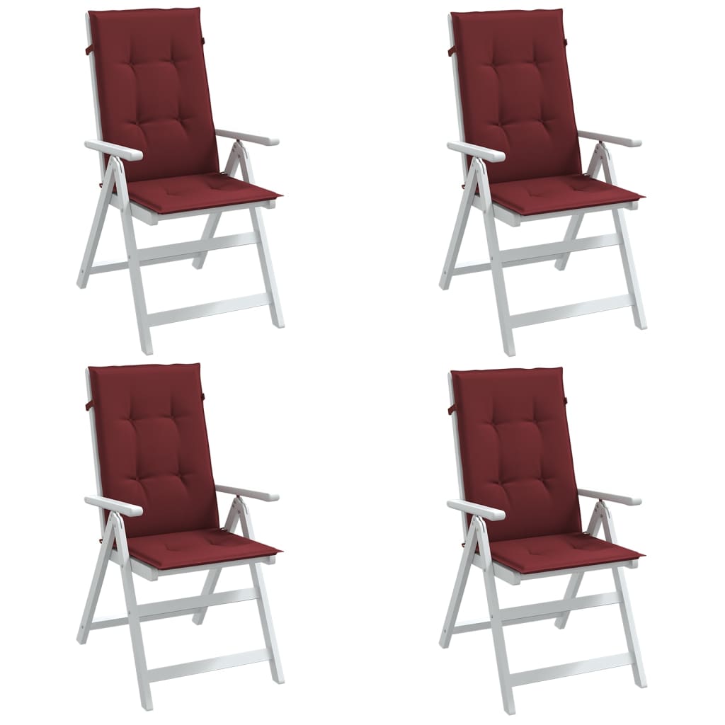 Coussins de chaise dossier haut lot de 4 rouge bordeaux mélangé