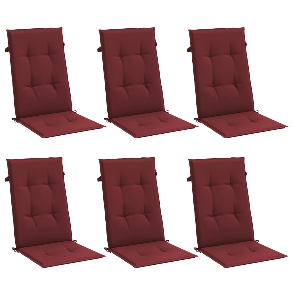 Coussins de chaise dossier haut lot de 6 rouge bordeaux mélangé