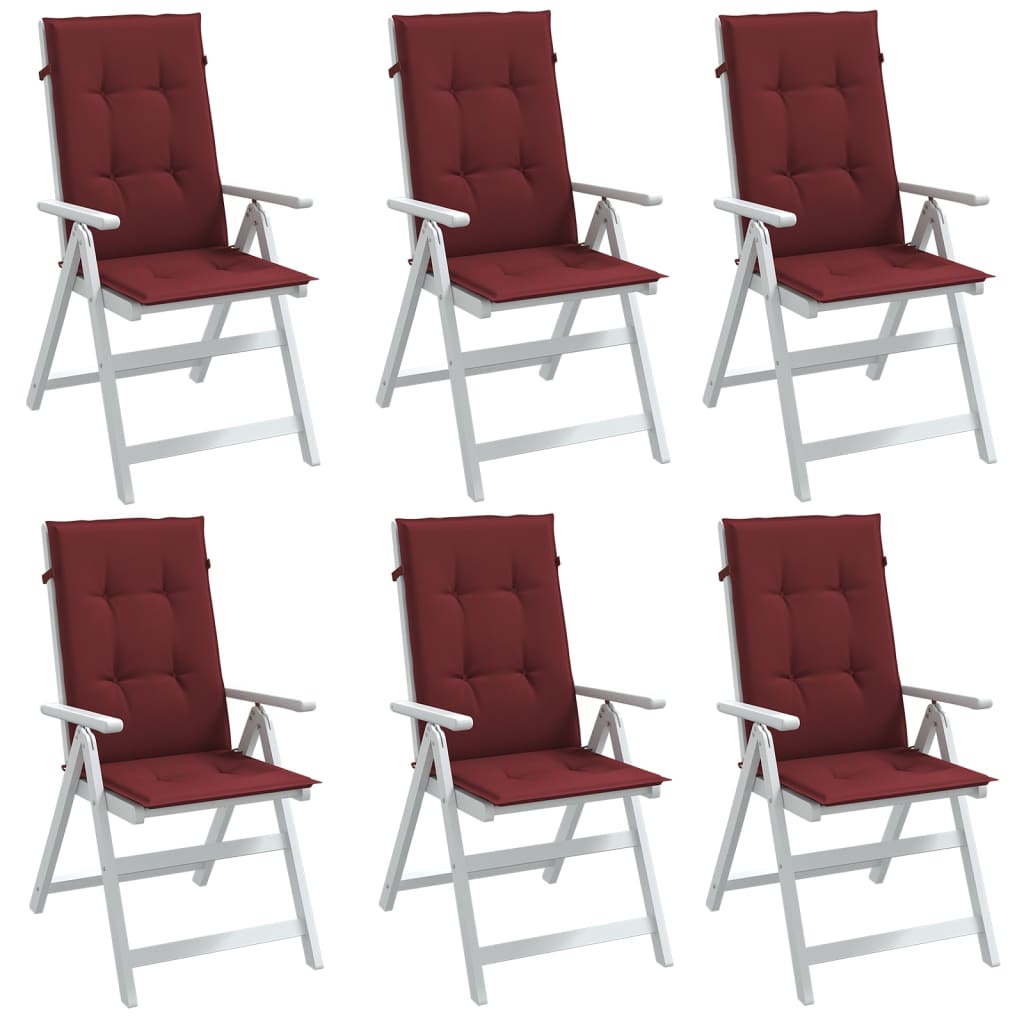 Coussins de chaise dossier haut lot de 6 rouge bordeaux mélangé