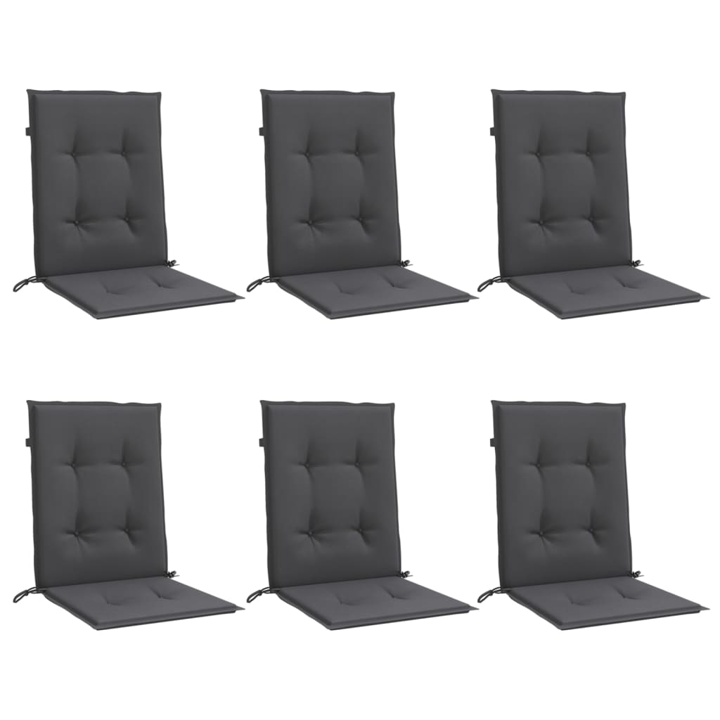 Coussins de chaise à dossier bas lot de 6 anthracite mélangé