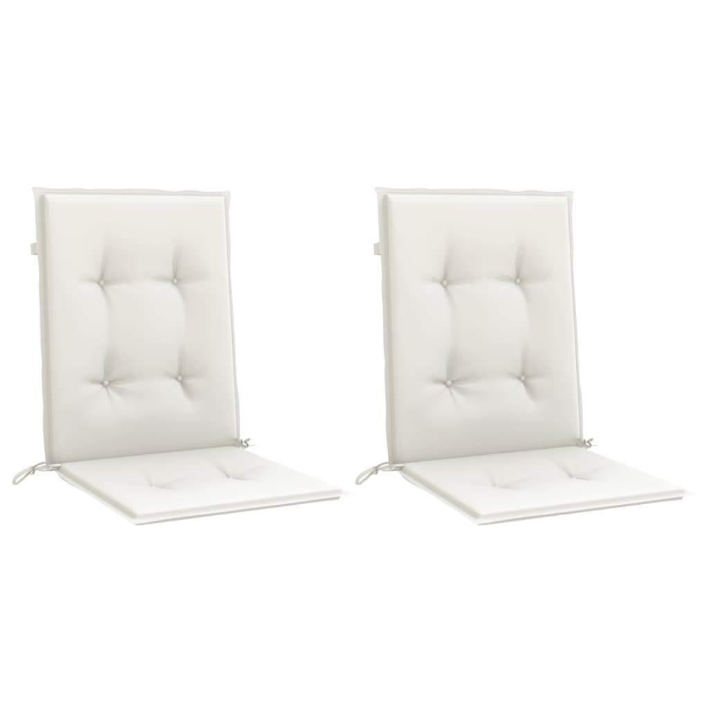 Coussins de chaise à dossier bas lot de 2 crème mélangé tissu