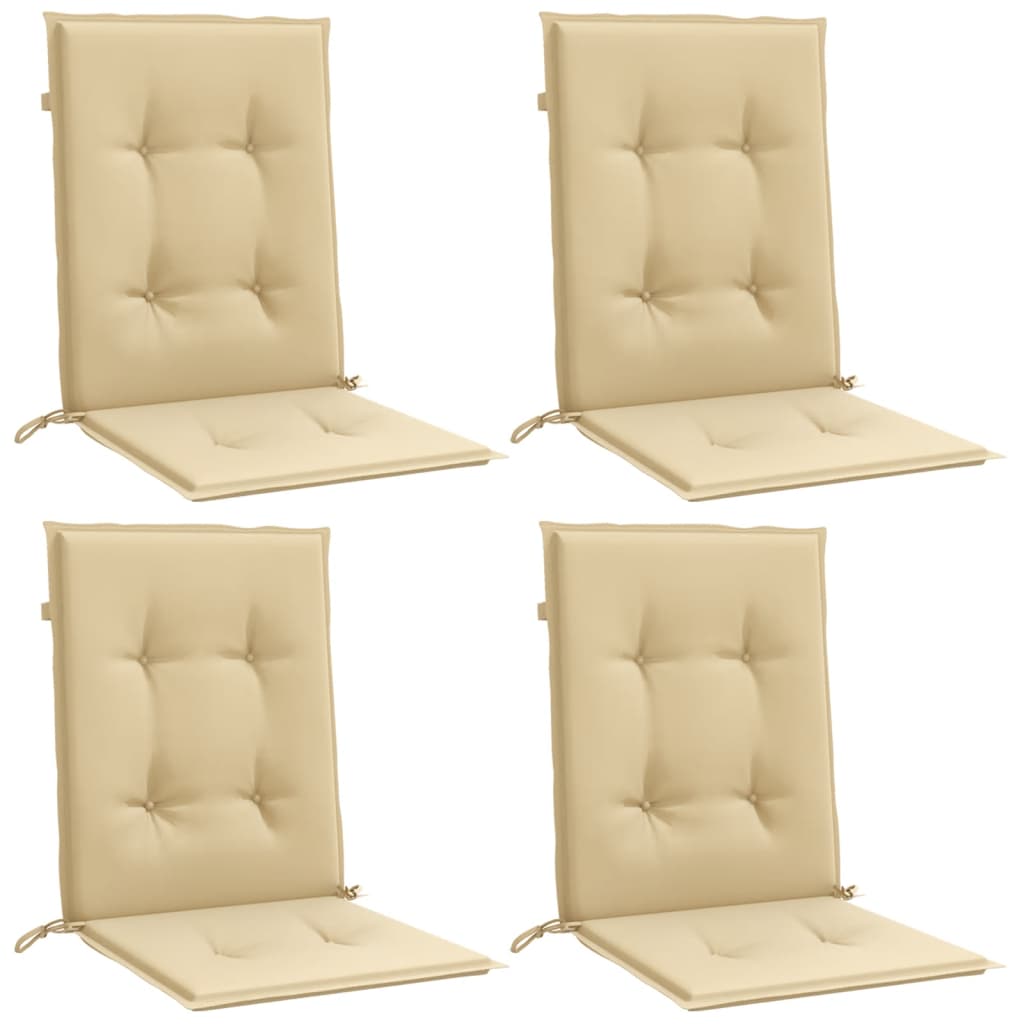 Low Back Chair Cushions Set of 4 Beige Mixed Fabric