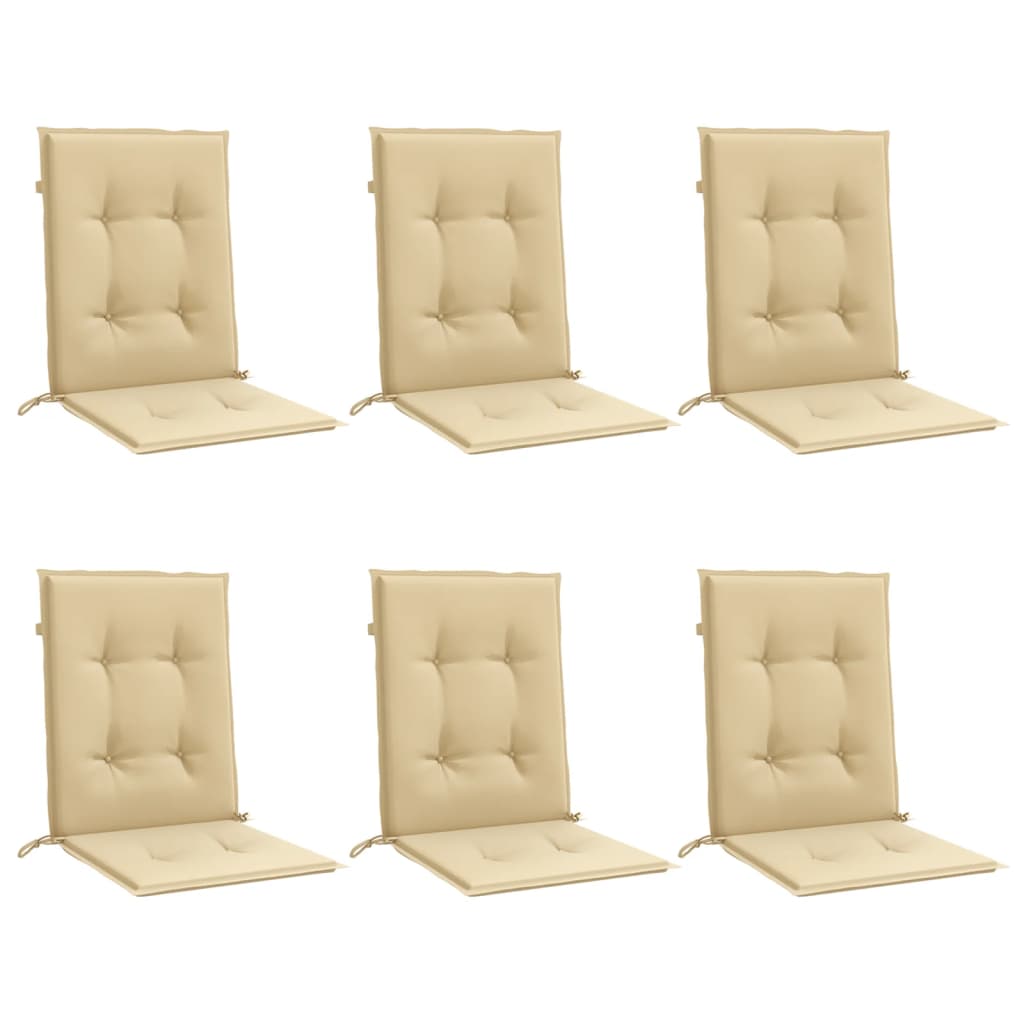 Coussins de chaise à dossier bas lot de 6 beige mélangé tissu