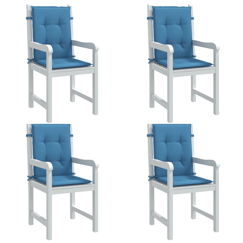 Coussins de chaise à dossier bas lot de 4 bleu mélangé tissu