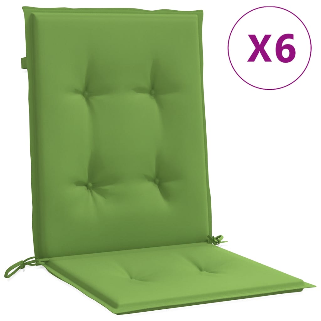 Coussins de chaise à dossier bas lot de 6 vert mélangé tissu