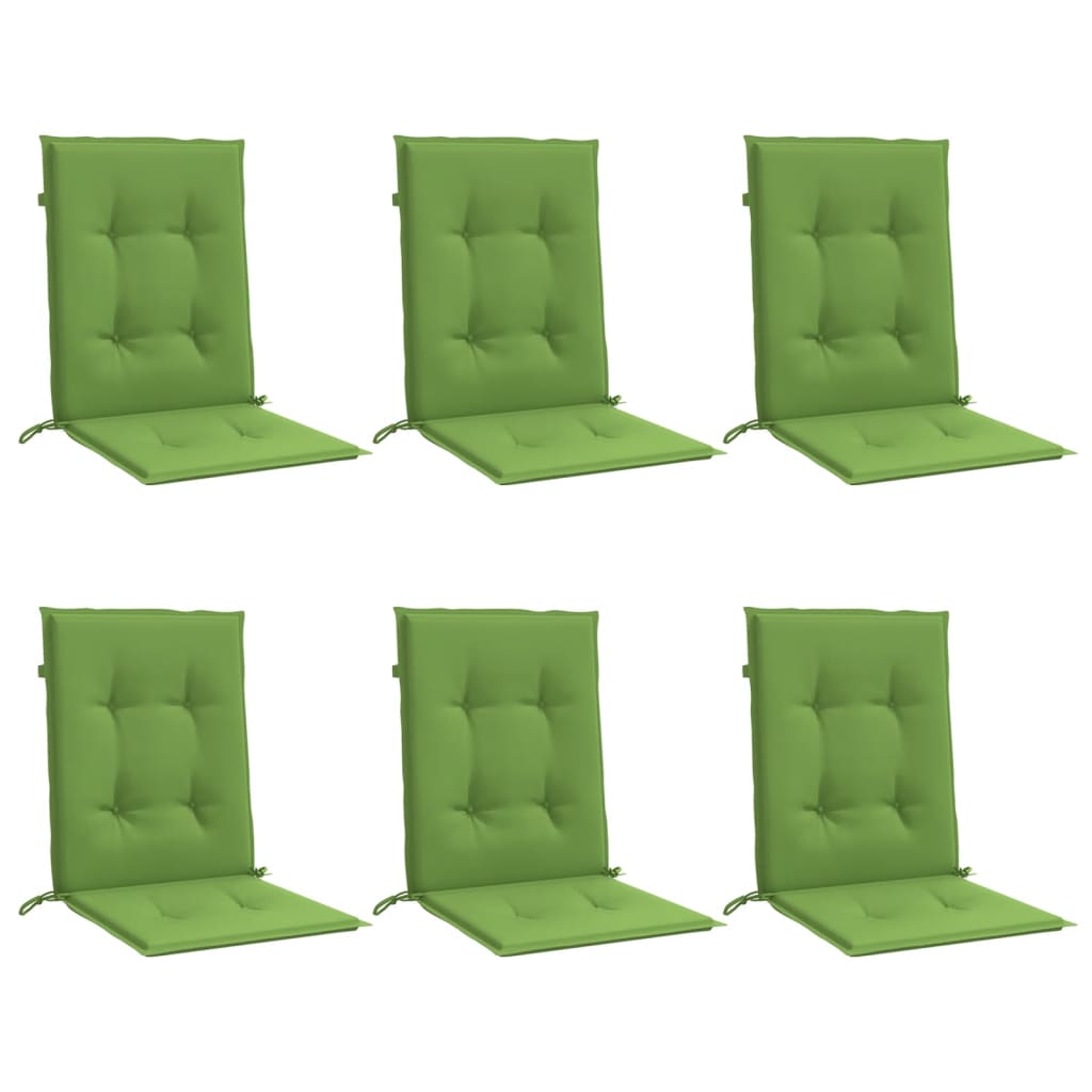 Coussins de chaise à dossier bas lot de 6 vert mélangé tissu