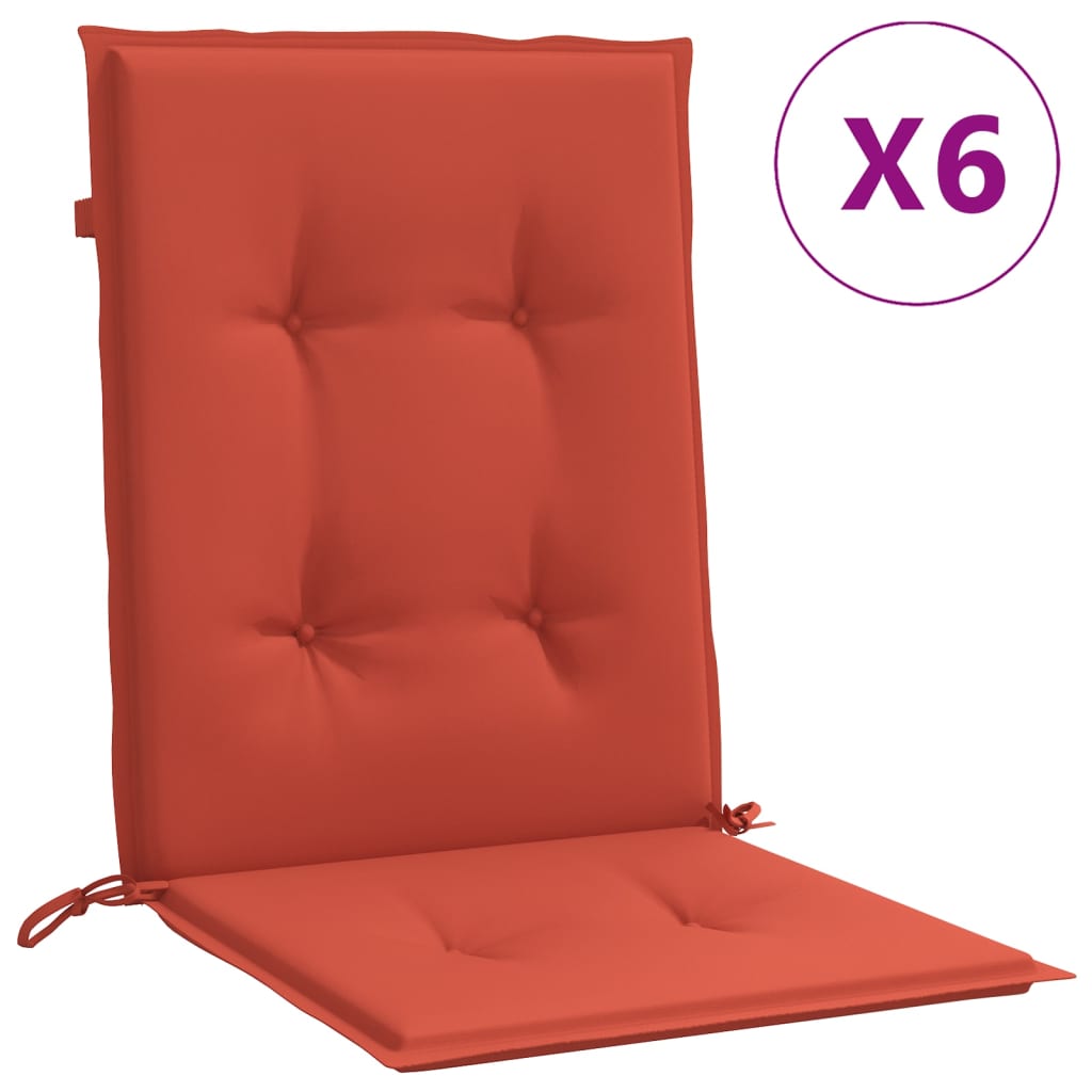 Coussins de chaise à dossier bas lot de 6 rouge mélangé tissu