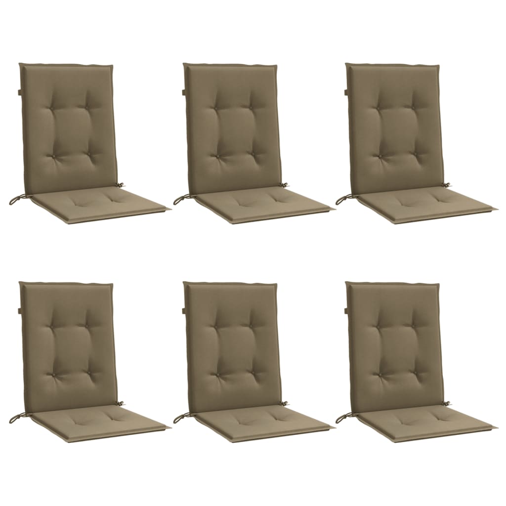 Coussins de chaise à dossier bas lot de 6 taupe mélangé tissu