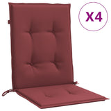 Coussins de chaise dossier bas lot de 4 rouge bordeaux mélangé