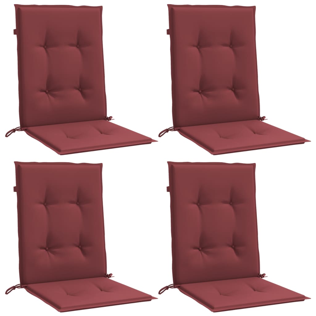 Coussins de chaise dossier bas lot de 4 rouge bordeaux mélangé