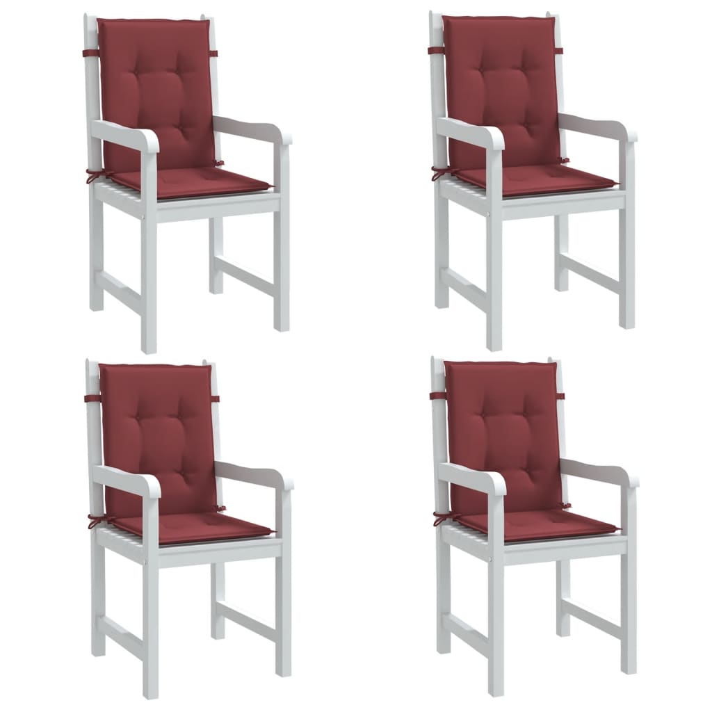 Coussins de chaise dossier bas lot de 4 rouge bordeaux mélangé