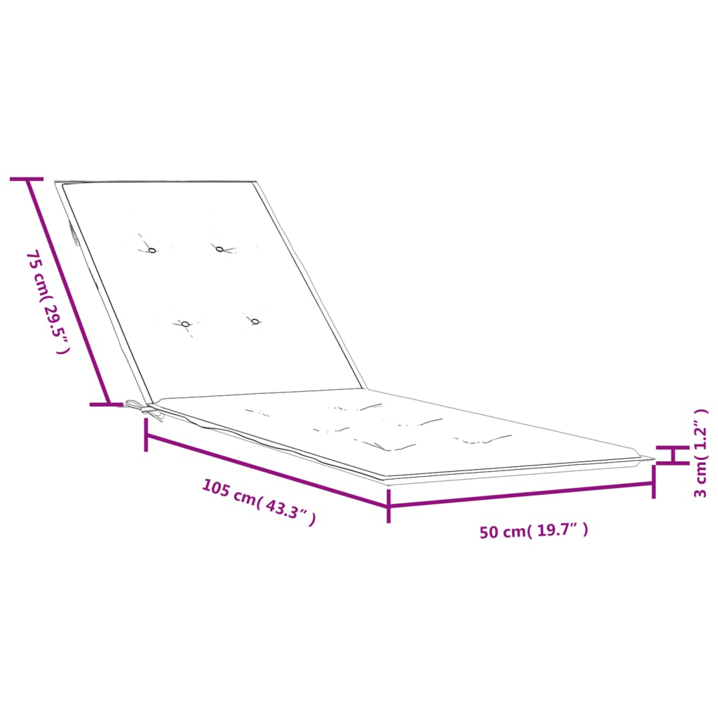 Coussin de chaise longue vert mélangé (75+105)x50x3 cm tissu