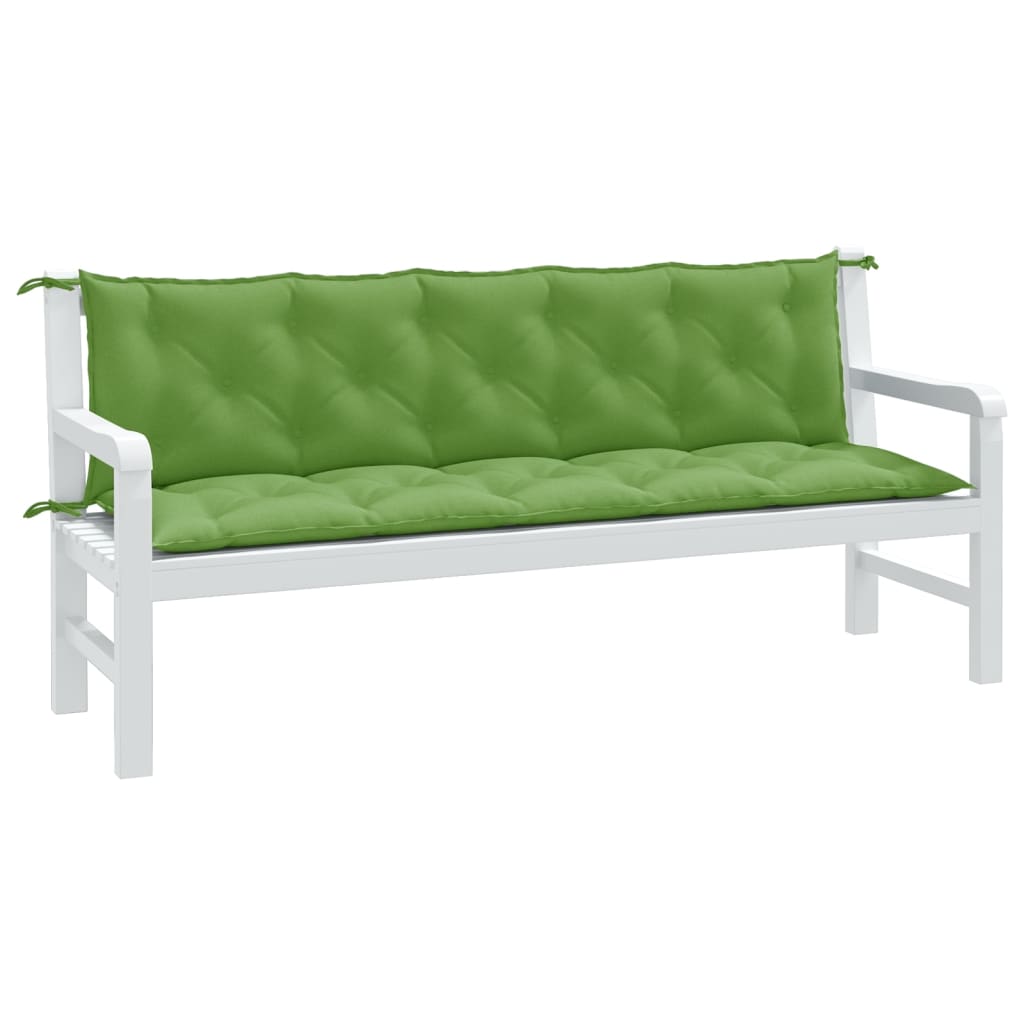 Coussins de banc de jardin lot de 2 vert mélangé tissu