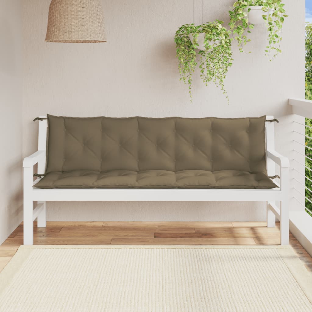 Garden bench cushions set of 2 taupe mixed fabric