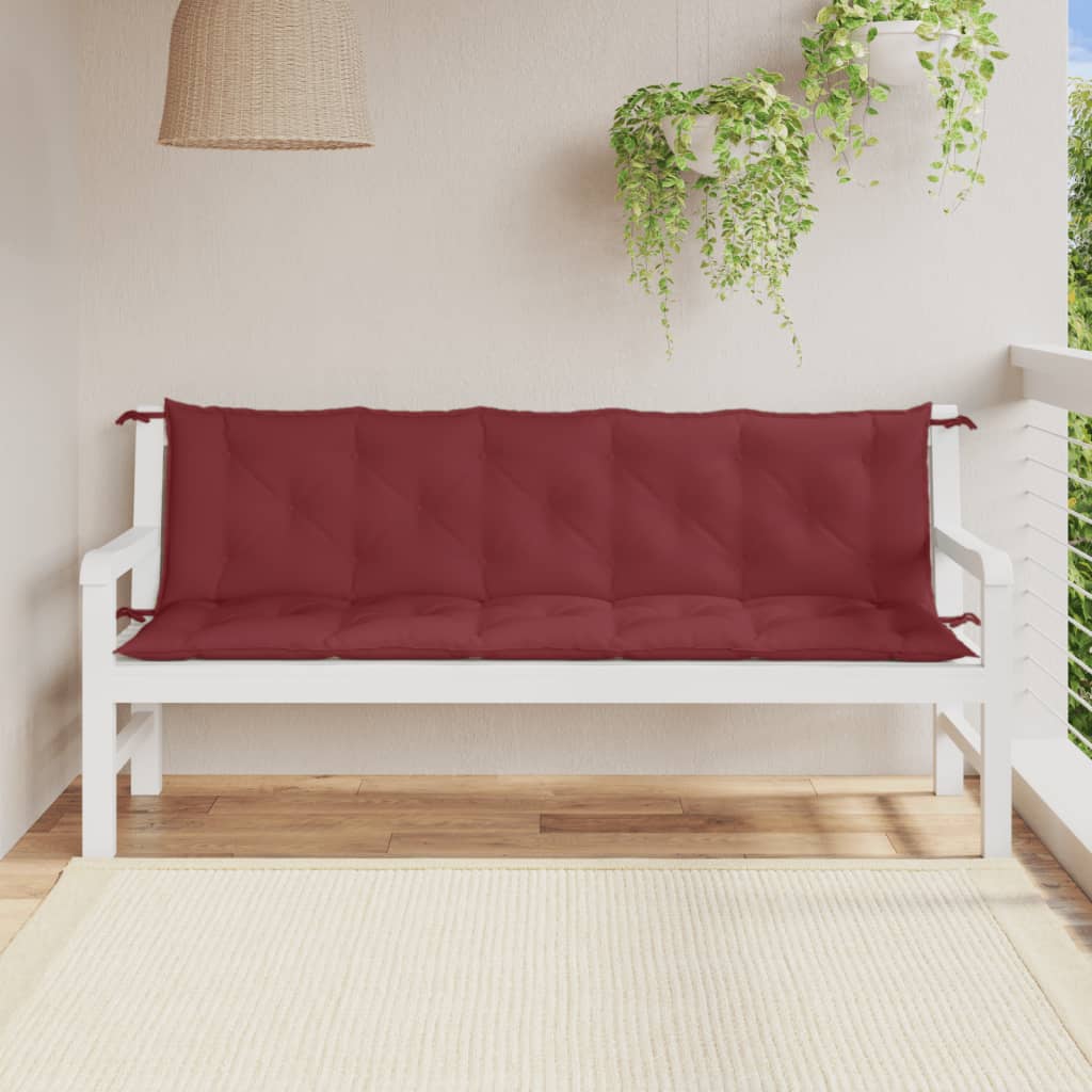 Garden bench cushions set of 2 burgundy red mix