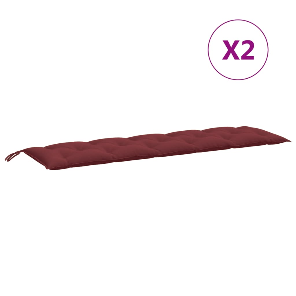 Garden bench cushions set of 2 burgundy red mix