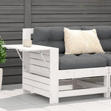 Garden sofa with armrest and side table in solid white pine