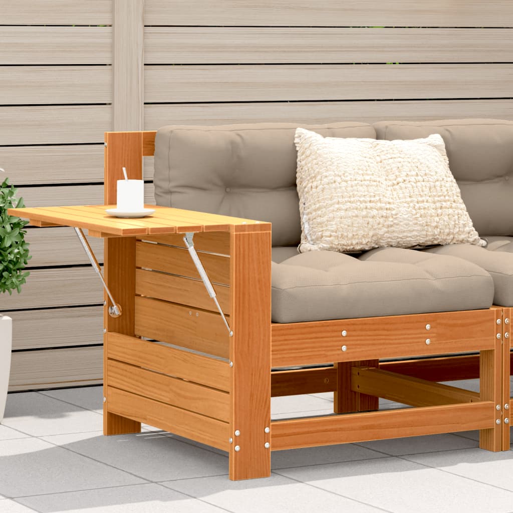 Garden sofa armrest with side table solid pine wood