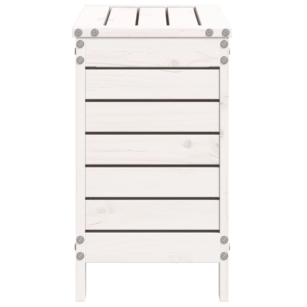 Repose-pied de jardin blanc 62x31,5x52 cm bois de pin massif